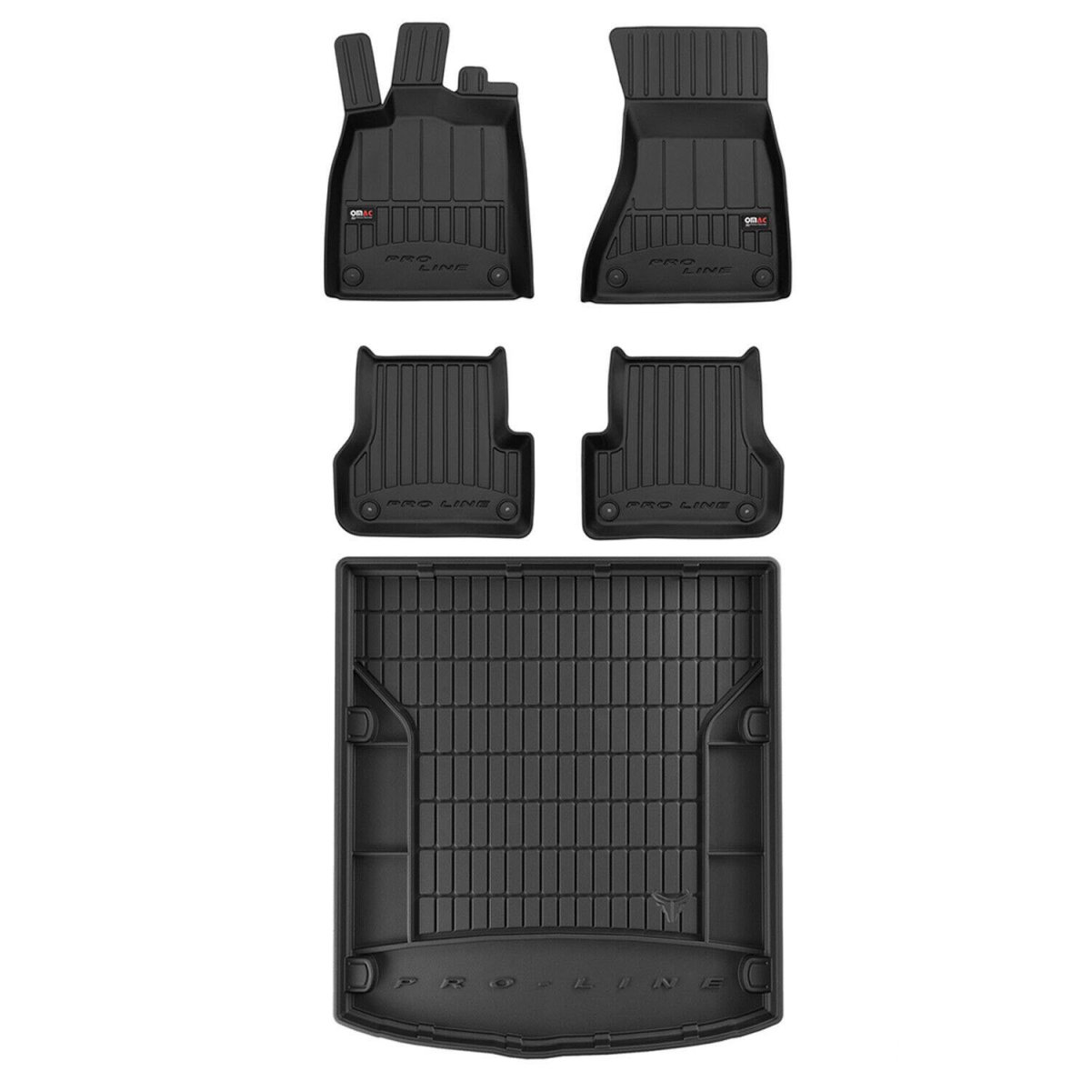 Audi A6 C7 Floor-Trunk Mats - Front + Rear + Trunk - Omac - 3D Premium - Black - '12-'18
